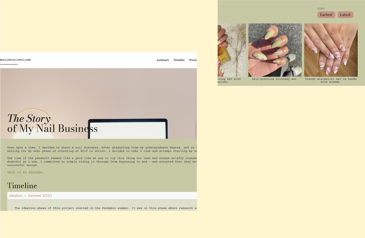 Image showcasing previews of a responsive green nail business website