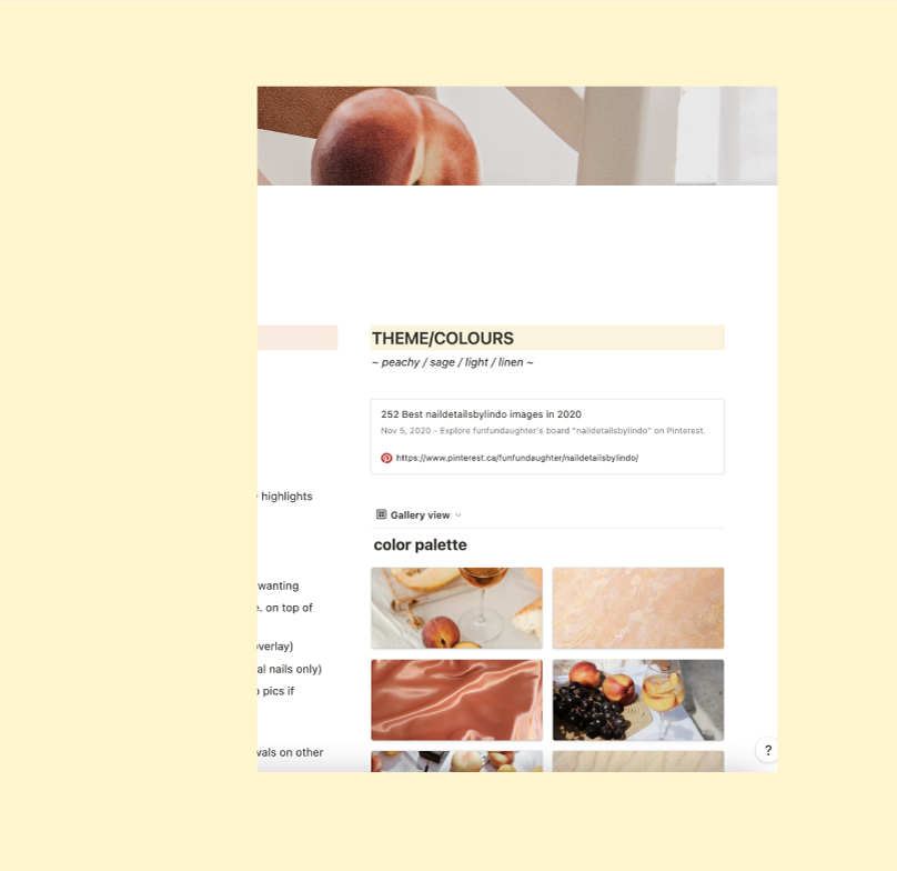 Image showcasing previews of a Notion brand brainstorming board with a peach theme